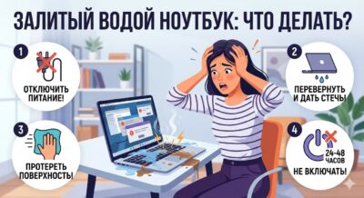 Что делать, если залил ноутбук: пошаговая инструкция до приезда мастера